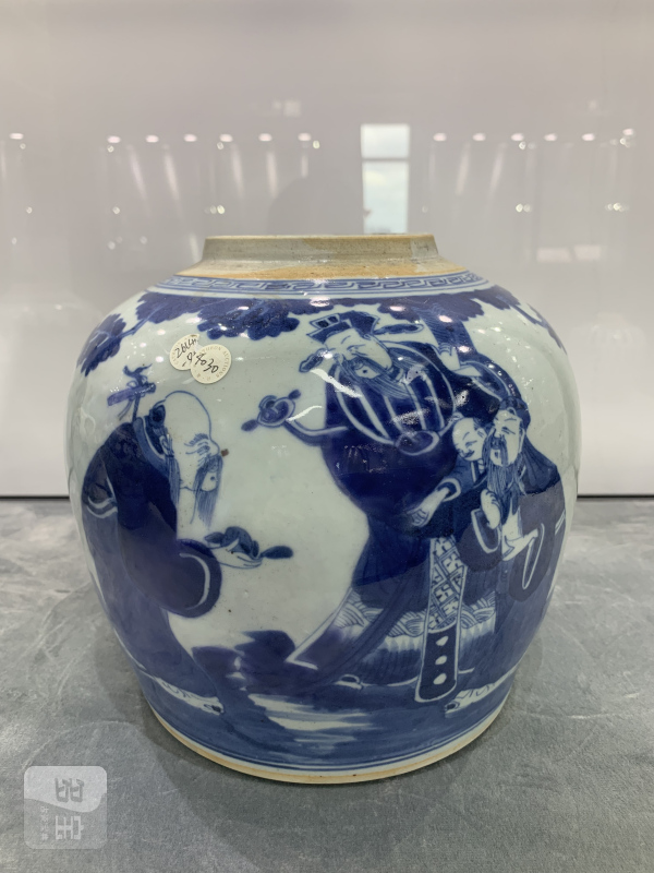 清中期青花福禄寿三星纹大罐 - 图2